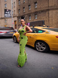 2025 Sling Spring/Summer Black Wave Tuxedo Knitted Dress Women's Dress