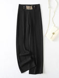 2025 New Solid Color Micro-Slung High Waist Lanky Trousers Slacks Wide Leg Pants Trousers Women