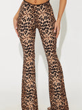 New Women's Casual Trousers Leopard Print Lace Side Splicing Mid-Rise Body-Paired Hip-Up Pants