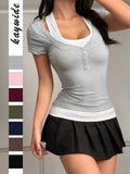 Dili Y2K Hot Girl Wind Fake Two Slings Short-Sleeved T-Shirt Women's Clothing 2025 Summer