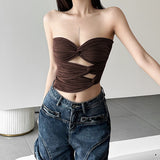 2025 Summer New Women's Clothing Solid Color Repair Street Fashion One-Word Collar Wrapped Chest-Dress 68HZ