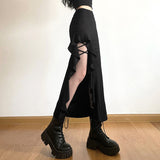 2025 Summer New Women's Solid Color Body Street Fashion High-Waisted Hip Open Skirt 68HZ