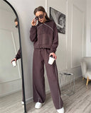 Casual Sports Ladies Set Solid Color Long Sleeve Zipper Jacket Tight Pants Two-Piece Set 68HZ