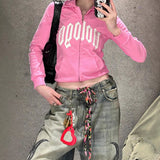 Trendy Print Jeans Women's High Street Hottie Design Wide Leg Pants Casual Drag Trousers 68HZ