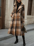 Women's New Autumn And Winter British Wind Coat Belt Coat With A Long Lattice Wind Coat