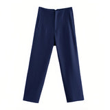 New Slim Slim Solid-Colored Folding Micro-Ply Straight Trousers Trousers Trousers Trousers