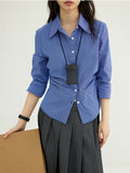 Hidzy Prep Students Retro Temperament Wrinkle Shirts With Thin Tops For Many Seasons Wearing Plaid Shirts
