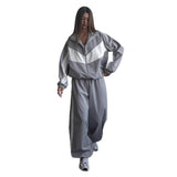 Women's Casual Sets Fashionable Long Sleeve Zippered Rippered T-Shirt Trom Sweatsuit 68HZ