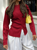 Dili Casual Solid Color Long-Sleeved Button Sweater Women's Clothing 2025 Autumn And Winter