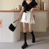2025 Summer New White 100-Fold A-Word Half-Body Dress Women High-Waisted Thin Short Skirt With Big Skirts 68HZ
