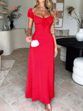 Dili Elegant Temperament Short Sleeve Shoulder Dress Dress Women's Dress 2025 Spring And Summer