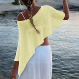 Dili Leisure Vacation Half-Permeable Shawl Shirt Knitted Women's Clothing 2026 Summer
