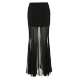 Spring 2025 New Women's Solid Color Body Street Fashion High-Waisted Hip Net Half-Dress Skirt 68HZ