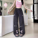 Punk Sweet Cool High-Rise Straight Jeans Women Y2k Subculture New Thin Loose Tug Long Pants 68HZ