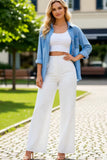 Women's New Casual Style Feeling Solid Broad-Legged Trousers Trousers Trousers Trousers