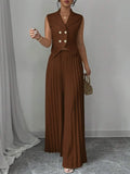 2025 Women's New Fashion Fashion Vest 100-Folded Skirt Pants Two Sets Of Trousers Set Women