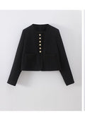 New Ladies Black XIAO Fragrant Coat Women's Short High-End Collar Small Suit