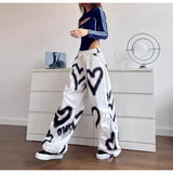 Spice Girls Casual Fashion Trousers Y2k Hip Hop Love Graffiti Tight Rope Wide Leg Pants Loose Mop 68HZ