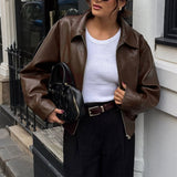 Dili Casual Holiday Long-Sleeved Jacket Leather Jacket Women's 2025 Autumn And Winter