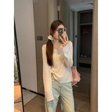 Sunscreen Air-Conditioning Hooded Women 2025 New Thin Wooden Ear Long Sleeve Loose T-Shirt On The Clothes Summer