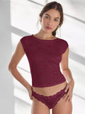 Women's Lace Lace Short-Sleeved Women's Top Women's Sexy Hollow Air Sex Lace Jersey