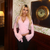 Autumn New Female Decoration V-Neck Long-Sleeved Top Sexy Hottie With Long-Sleeved T-Shirt