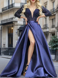 2026 New Sexy Deep V-Neck Lace Lace Dress Squint Tail Banquet Evening Dress