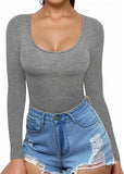 2025 Women's Low Round Collar Long Sleeve Sextender T-Shirt T-Shirt