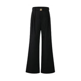 New Thick Twill Smart Wear With Simple Commuter Neutral Style Suit Vest + Gold Buckle Belt Trousers