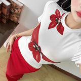 2025 Summer New Women's Solid Color Body Collar Short Sleeve Fashion High-Rise Half Skirt Set 68HZ