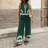 Dili 2025 Spring And Summer Leisure Holiday Wind Bomichian Geometric Trousers Suit Woman