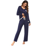 Women's Sets Of Long-Sleeved Trousers Home Pajamas Lace Spliced Home Clothes Pajamas Set