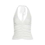 2025WISH Summer New Women's Solid Color Hanging Neck Dress Low-Waisted Ultra-Shorts Set 68HZ