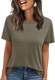 2025 Women's Round Neck New Casual Loose Solid Color Short-Sleeved T-Shirt