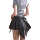 Blanchees Gray Dress Girl Summer A Word 100-Fold Dress Thin Butt Skirt Niche Skirt Tide 68HZ