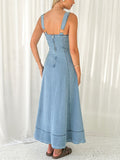 2025 New Sleeveless Mid-Long Dress Slings Bare Back Temperament Commuting Long Dress