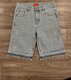 H-P Hop Cross Straight Drill Five-Point Denim Shorts Men's High Street Design Sense Loose Trousers Tide 68HZ