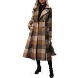 Women's New Autumn And Winter British Wind Coat Belt Coat With A Long Lattice Wind Coat