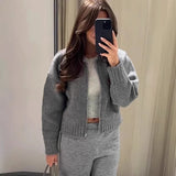 Tide Brand Round Cardigan Sweater Female Y2K Temperament Commuting Style Zipper Coat Loose Catcher Top 68HZ