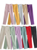 New Slim Slim Solid-Colored Folding Micro-Ply Straight Trousers Trousers Trousers Trousers