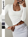 Dili Y2K Hottie Style Long-Sleeved Solid-Color Vest T-Shirt Women's Clothing 2025 Autumn And Winter