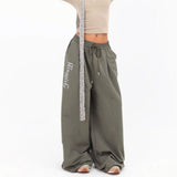 Vintage New Street Dance Jazz Large Version Of Loose Casual Trousers Women's Luminous Print Straight Sweats 68HZ