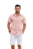 Summer New Men's Shirt Short Sleeve Thicken Elastic Wrinkled Loose Casual Cardigan Men's Top