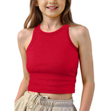 2026 New Short Sleeveless Children's Small Vest Spring And Summer Solid Color Thread Sleeveless T-Shirt Vest