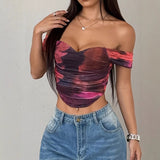 Dili Y2K Hottie Wind Folds Feel Short-Sleeved T-Shirt Women's Clothing 2025 Spring And Summer Yama