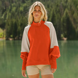 Hot Sales Women's Clothing Color Design Lantern Sleeve Half-High Collar Long Sleeves Casual Commuter Woman